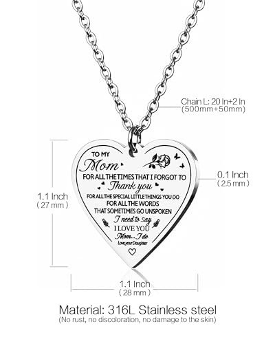 Vimiew Heart Pendant Necklace for Daughter - Inspirational Gift from Dad & Mom - Never Forget I Love You - Perfect for Christmas & Mother's Day3