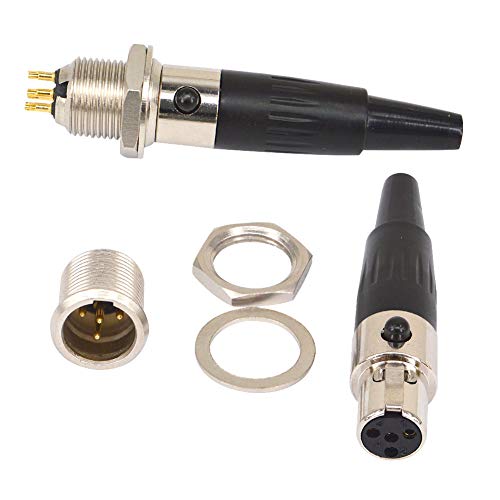 4 Pin Mini XLR TA4F Male Female Panel Mount Connector for Pro Microphones Set of 2