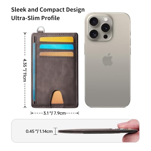 Image of Mayski Slim Wallet, Credit Card Holder for Women, Minimalist Front Pocket RFID Blocking Card Cases, Small Wallet Women Men(MF Coffee)
