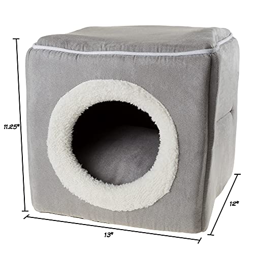 Cat Pet Bed, Cave- Soft Indoor Enclosed Covered Cavern/House For Cats, Kittens, And Small Pets With Removable Cushion Pad By Petmaker (Grey) #TOP2