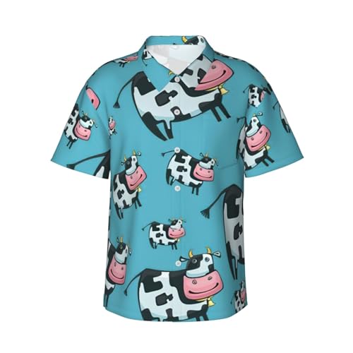 Chemise hawaïenne homme imprimé vache short d'été décontracté beach