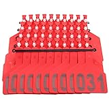 Z Tags One-Piece Cattle Ear Tags 001-050 Number TPU Large Size Animal Identification Tags Cattle Livestock Ear Tags for Cows Hogs Sheep (001-050, Red)