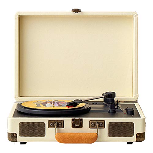 MRKU Giradischi Vintage a Valigia con Bluetooth, Giradischi Classico, Giradischi in Vinile con Trasmissione a Cinghia a 3 velocità, Supporta Jack per Cuffie da 3,5 mm e Dischi da 7/10/12 Pollici