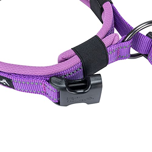 EXCELLENT ELITE SPANKER Reflective Dog Collar Classic Soft Padded Breathable Nylon Adjustable Pet Collar with Quick Release Buckle for Boy Girl Male Female Small Medium Large Dogs Training(Purple-L)