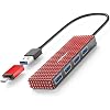 4 Port USB Hub + Red USB Hub w/USB C Adapter