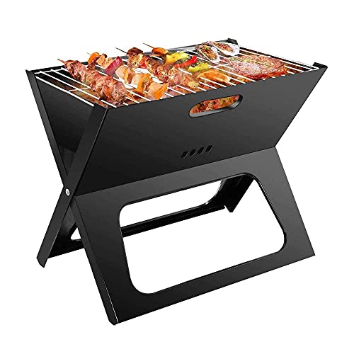 AKALNNB Parrilla plegable para 3 a 5 personas, parrilla de carbón, mesa plegable extraíble, parrilla de cocina, jardín, exterior, camping