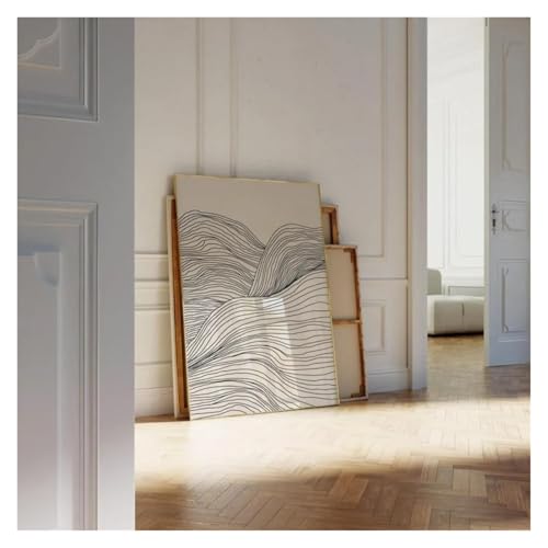Cuadro sobre lienzo minimalista beige para decorar el comedor con elegancia abstracta 3