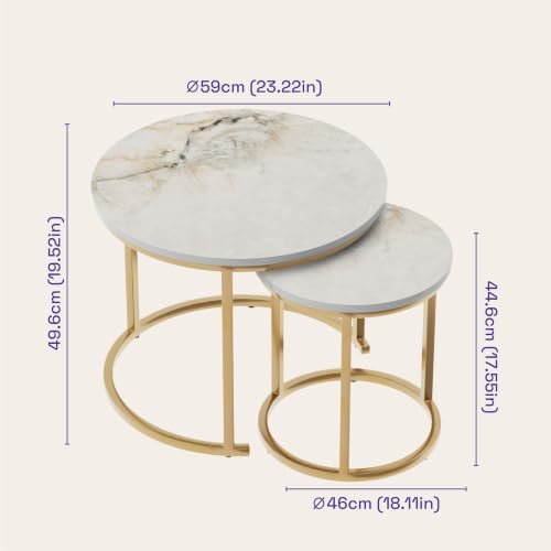 Image of Wakefit Kaltos Coffee Table I Marble Finish I Vitrified Tile Top I Vibranium Brown