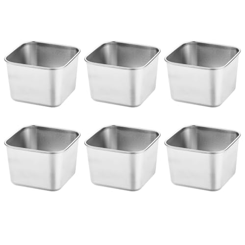 Lot de 6 ramequins en acier inoxydable de 200 ml pour sauce, soufflés, sauces, apéritifs, argentés