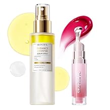 SKINTIFIC Peptide Brightening Lip Serum #06 Cherry Red with Radiance Booster Serum Spray