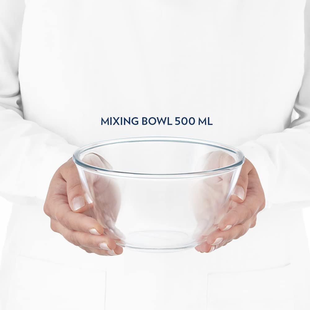 Borosil Mixing Bowl with Lid Set, 500ml, Set of 2