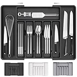 RONSXY 8 Divisores Organizador de Cubiertos, Expandible Bandeja para Cubiertos, Extensible Organizador de Cajones de...