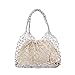 YOUJIAA Femmes été Sac de Plage Vacances en Paille Tissé Sac à Main Élégant Boho Totes Shopper Réutilisable Hollow Sacs Net (Argent, 28x35cm)