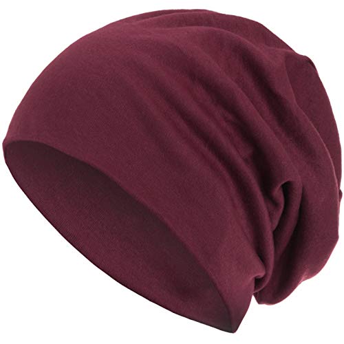 style3 Gorro Slouch Beanie de Fino Tejido de Punto Transpirable y Ligero, Gorro Unisex One-Size, Color:Vino Rojo Cover