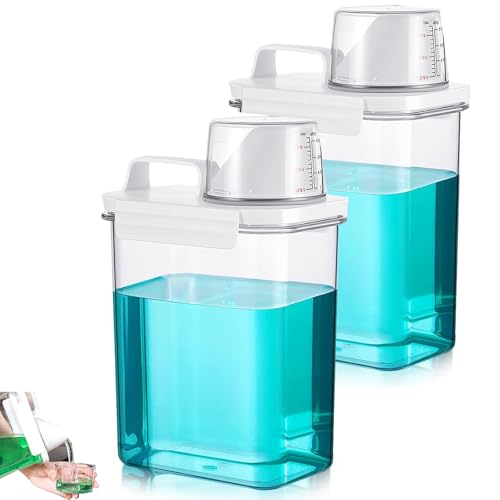 YQBFTC 2PCS 1800ml Waschmittel Aufbewahrung mit Messbecher,Waschmittel Waschpulver Aufbewahrungsbox,Luftdichter Waschmittelspender,Mehrzweck Waschmittelbox für WaschPulver,Wäscheparfüm,Getreide Reis