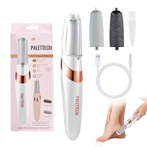 PALETTECH Foot Callus Remover Electric Callus Remover for Feet with Dual Roller Heads 2 Speeds & LED Light 3 Faster Than Manual 90-Min Runtime Pedicure Tools for Feet Foot File for Home Use