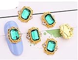  10 stücke Retro Nagel Kristall 3D Edelstein Charm Strass Gold Krempe Gericht Glas Strass Achteck/Wassertropfen Maniküre Juwelen Dekore
