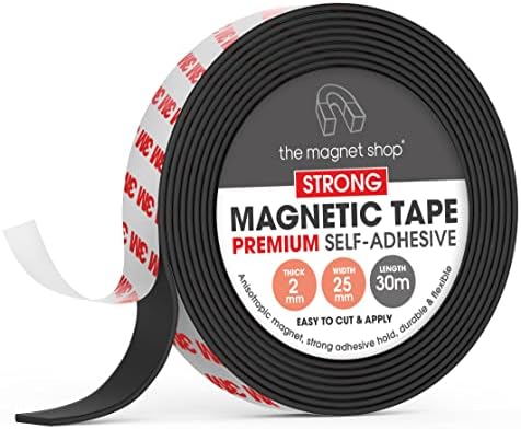 TMS Magnets for Crafts Self Adhesive, Magnetic Tape Sticky Back - 12.5mm Wide, 1.5mm Thick - Thin & Flexible - Make Your own Fridge Magnets for Kids, Stick on Magnet Strips with Adhesive Backing