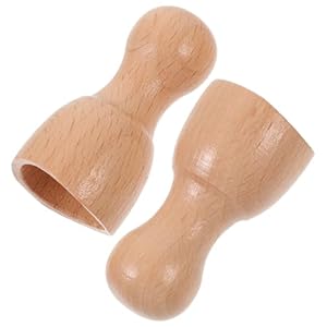 FRCOLOR 2pcs Wooden Massage Tools Manual Neck Massager Scraping Back Massager Massage Cups Wooden Mushroom Massager Swedish Massage Cup Massaging Kit Back of Head Body Sculpting Travel