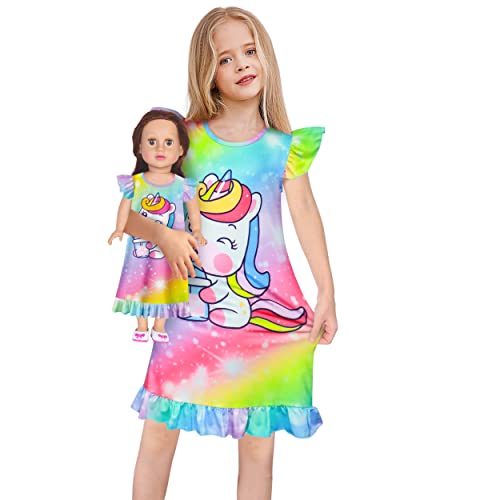 LQSZ Doll and Girl Matching Nightgown Outfit Pajamas Nightie Nightgown for Girls and Dolls Clothes
