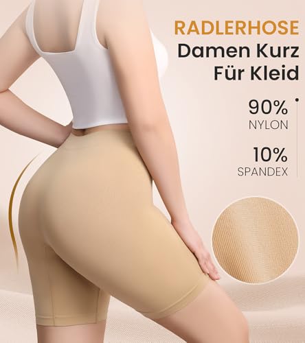 sellto 4 Pack Radlerhose Damen Kurz Boxershorts Unter Kleid Rock Unterziehhose Damen Anti Scheuern Unterhosen mit Bein Elastizität Kurze Leggings Hotpants Für Unterröcke， Farbauswahl