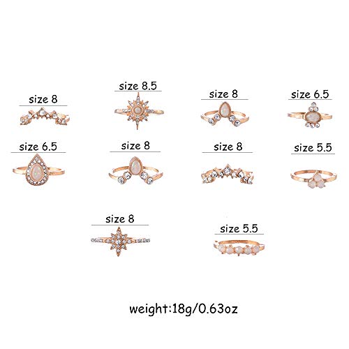 Csiyanjry99 Knuckle Stacking Rings For Women Boho Vintage Stackable Rings Cute Fashion Crystal Aesthetic Midi Finger Rings Set Multiple Rings Pack Bulk thumb #3