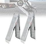 Vkechh Lot de 2 rampes d'accès pliables   Charge maximale : 400 kg   190 x 22,5 x 4,5 cm   Rampe d'accès pour voiture et voiture   Rampe de chargement pour moto, tondeuse à gazon et fauteuil roulant