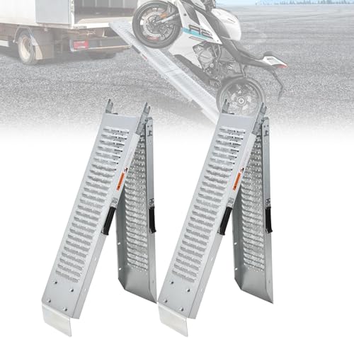 Vkechh Lot de 2 rampes d'accès pliables - Charge maximale : 400 kg - 190 x 22,5 x 4,5 cm - Rampe d'accès pour voiture et voiture - Rampe de chargement pour moto, tondeuse à gazon et fauteuil roulant