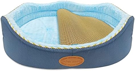 Bestio Dog Bed for Small/Medium Dogs,Plush Pet Bed with Cooling Mat for All Seasons,Cat Bed for Indoor Cats,Washable Soft Puppy Bed,Round Cat Bed with Non-Slip Bottom