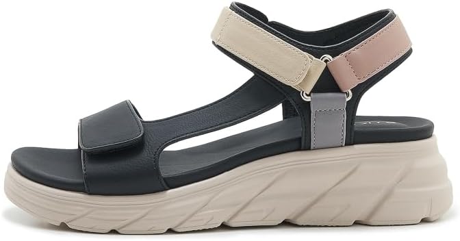 Walking Sandals for Women Adjustable Hook & Loop Comfortable Platform Non-Slip Beach Water Sports Sandals
