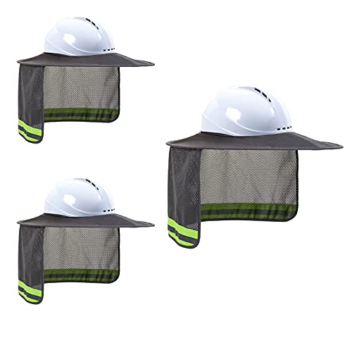 LIZMOF Hard Hat Sun Shade, High Vis Sun Visor Shade, Full Brim, Grey, 3PCS