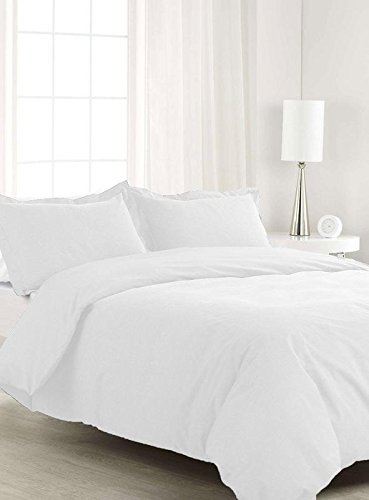 Singh's Textiles 450 -Thread-Count Egyptian Cotton Zipper Closure 5-Piece Duvet Cover Set (1Piece Duvet Cover & 4 Piece Pillow Shams) Emperor Solid White #TOP8