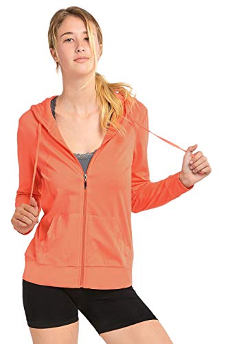 EttelLut Women Lightweight Cotton Pullover Hoodie Hair Band Coral S