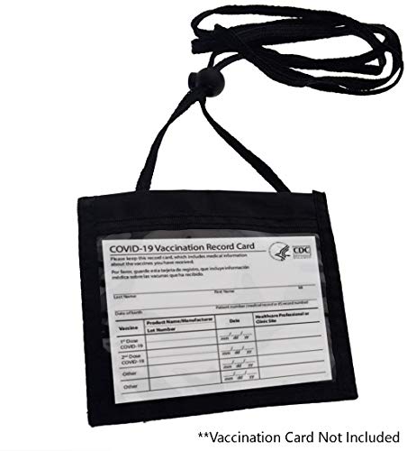 Bulk 25 Pack - Nylon Neck Wallet Badge Holder W/ Lanyard - 4 X 3 Credential & Travel Badge Holder With 3 Pockets - Clear Plastic 4X3 Horizontal Window, Zipper Pouch + By Specialist Id #TOP1