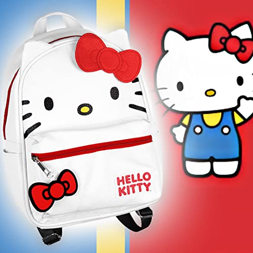 Hello Kitty Signature Bow Face And 3D Ear Design Faux Leather Mini Backpack #TOP4