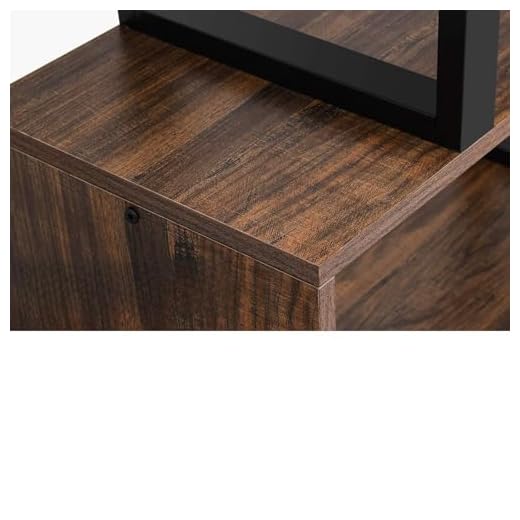 YITAHOME 5 Tiers Bookshelf, Modern S-Shaped Z-Shelf Style Bookshelves, Multifunctional Geometric Bookcase Storage Display Shelf for Living Room Bedroom Home Office, Retro Brown
