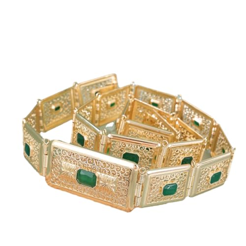 Luxury Bride Wedding Jewelry Inlay Big Gemstone Moroccan Caftan Belt For Women Dress Waist Chain