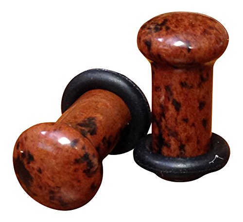 Lobal Domination Pair Single Flare Mahogany Obsidian Stone Plugs Gauge Earlets Organic Pierced Body Jewelry (4G (5Mm)) #TOP13