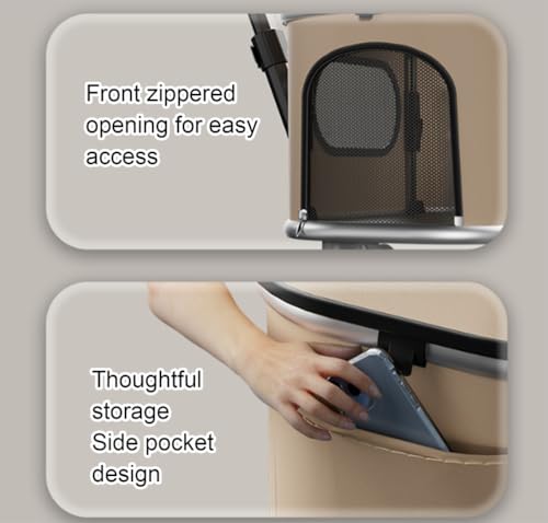 Cochecito para mascotas para perros y gatos pequeños, plegable con un clic, con toldo ajustable, ruedas de goma, cesta de almacenamiento y portavasos miniatura 6