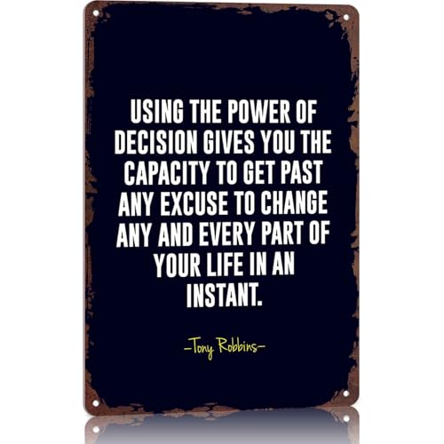 Tony Robbins Quote Inspirational Motivational Metal Sign 8x12 Inch, Rustproof