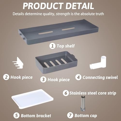 Image of Wall Mounted Bathroom Shelf | ABS Plastic No-Drill Self Adhesive Organizer | Waterproof Shelf for Bathroom & Kitchen (Black & White, Pack of 1)