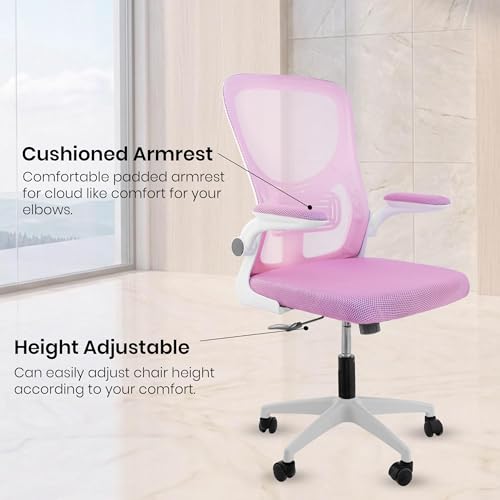 Image of Casa Copenhagen Pink White | Mid Back Imported Mesh Fabric Boss Office Chair | Y Design Ergonomic Back Support | 2D Aero Design Adjustable Armrests | Synchro Tilt Lock Mechanism