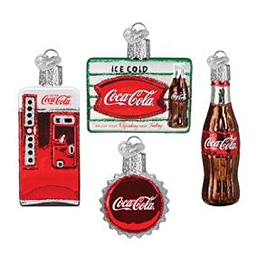 Old World Christmas Coca-Cola Mini Diner Set Glass Blown Ornament for Christmas Tree, Handcrafted Holiday Decoration, Coca-Cola Collection