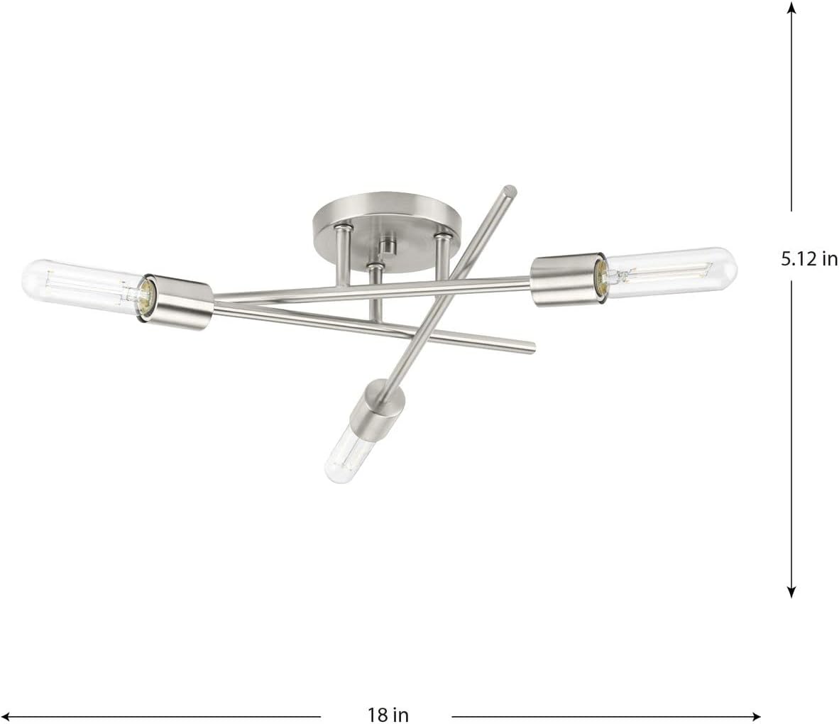 Progress Lighting P350225-009 Astra Collection 3-Light Brushed Nickel Modern Semi-Flush Mount Light