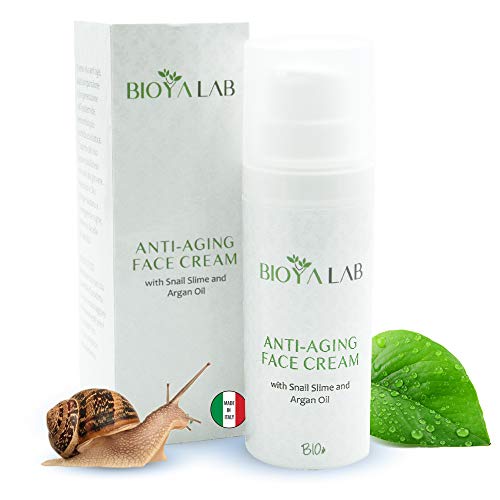 Preisvergleich Produktbild Bioya Lab Gesichtscreme aus Schneckeschleim, AntiAge, für Frauen und Männer, Feuchtigkeitsspennend mit Hyaluronsäure und Arganöl,Tages- und Nachtcreme, 50 ml. Bio Made in Italy