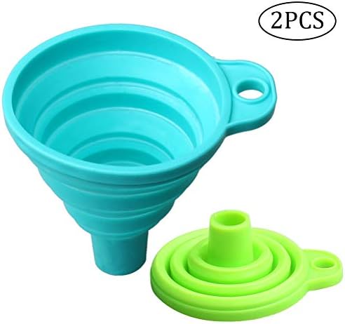 pengxiaomei 2 pcs Collapsible Funnel, Silicone Gel Foldable Hopper for Home Kitchen