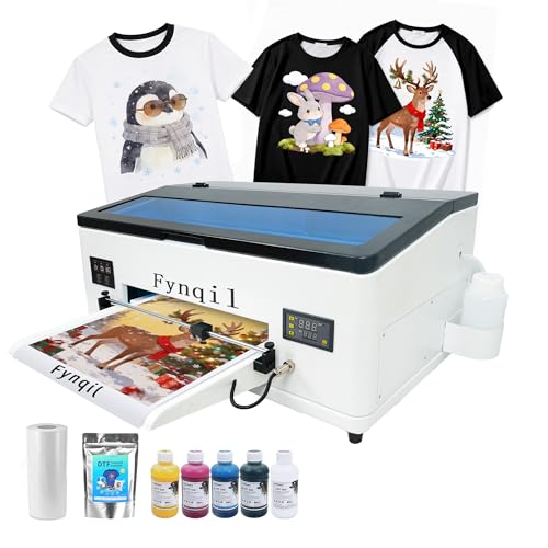 A3 L1800 DTF Printer with Automatic Cleaning, A3 Transfer Printing Machine Clearer Faster 100% Transfer Rate for DIY Print T-Shirts, Leather, Other Textile (L1800Printer + Software + Ink + Film)
