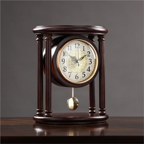 Reloj de mesa retro en madera maciza china para salon clásico 4