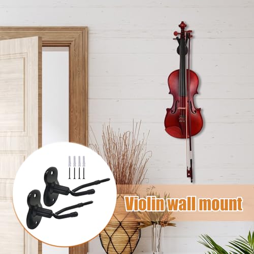 Soporte de pared para viola | 2 perchas para violín con soporte para , organizador de instrumentos de cuerda que ahorra espacio para estudio y sala de música - imagen 3