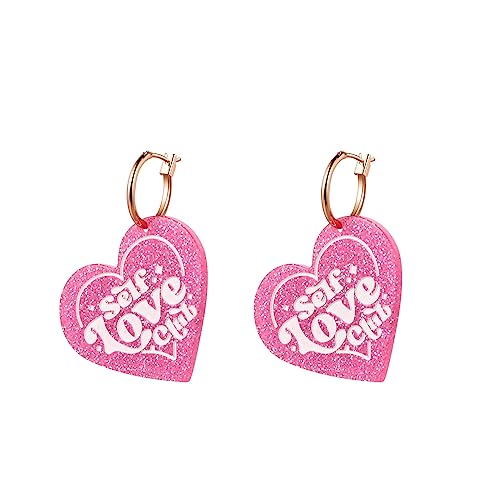 TS Inspired Lover Pink Heart Dangle Earrings TAYLOR Eras Tour Concert Fans’ Gifts TS Lover Heart Shaped Acrylic Drop Earrings SWIFTIE Outfit Jewelry For Eras Music（style 2）